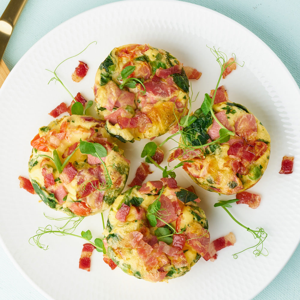 Turkey bacon, spinach eggwhite bites