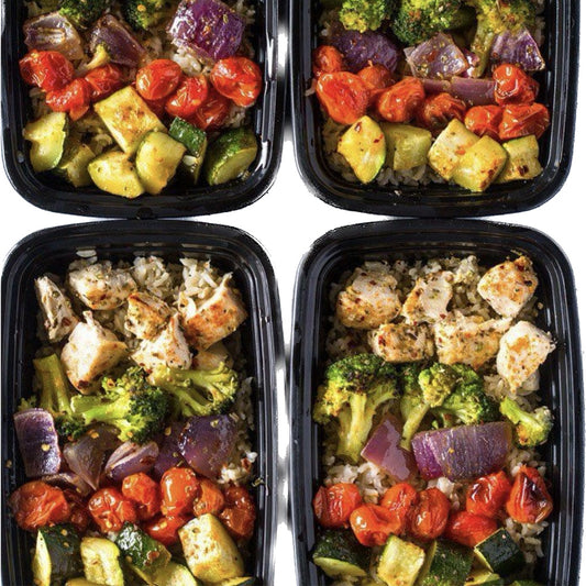 Grilled BBQ chicken with rainbow veggies