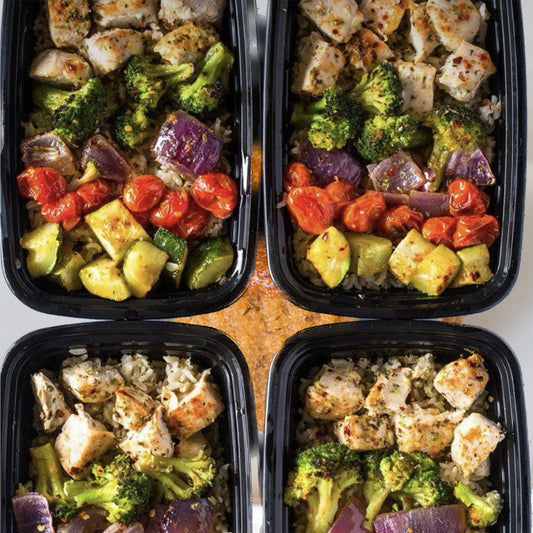 Sweet onion garlic chicken with rainbow vegetables